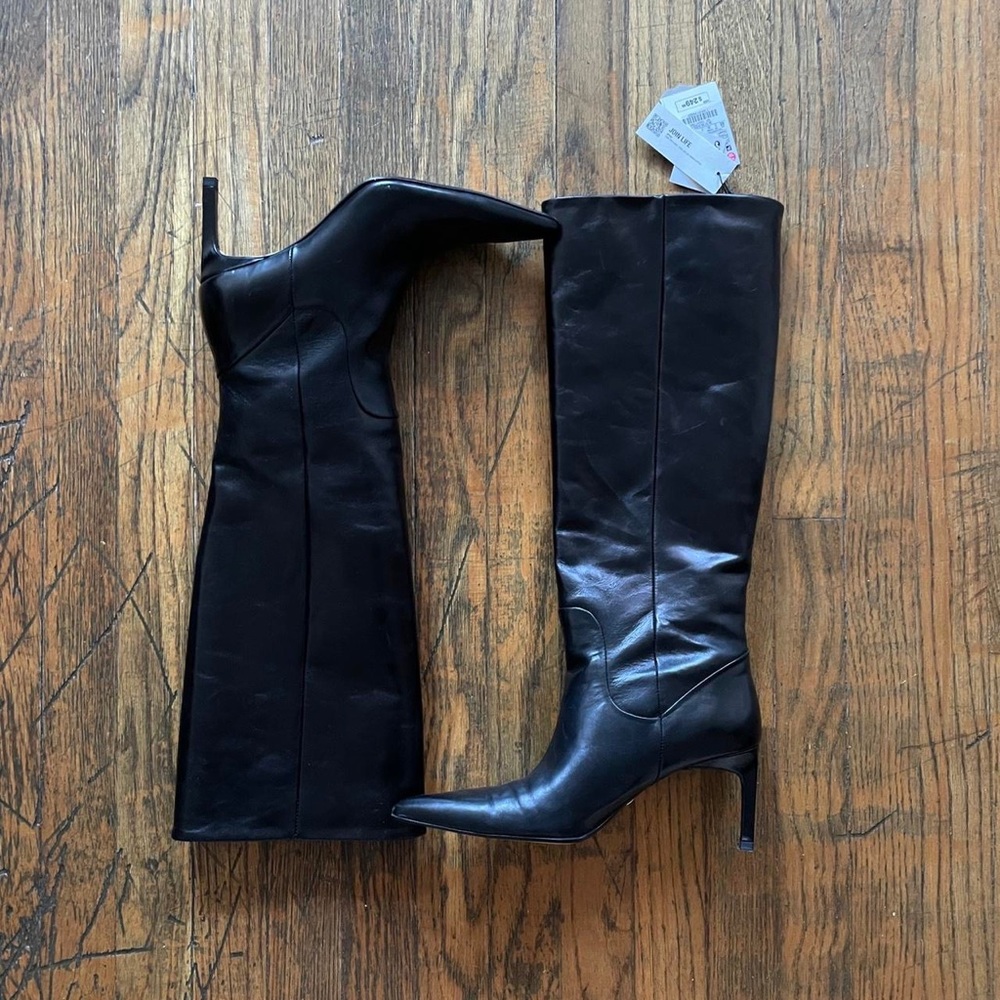 Zara leather knee high boots